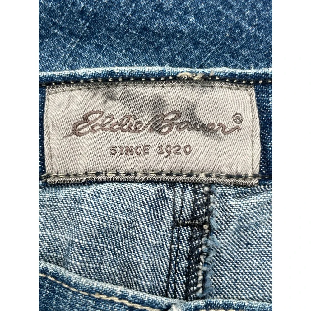 Eddie Bauer Womens Blue Cotton Front Slit Short‎ A Line Denim Skirt Size 10? - Picture 5 of 6